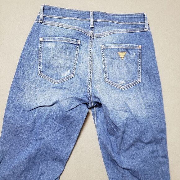GUESS Jeans Women's High Waist crop Flared jeans distressed -  Size 29 - Picture 11 of 16